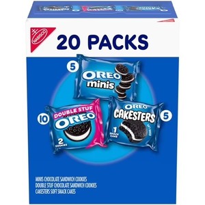 lot 9339 image: OREO Lovers Variety Pack, Minis, Double Stuf Sandwich Cookies, Cakesters Soft Snack Cakes, 20 ct
