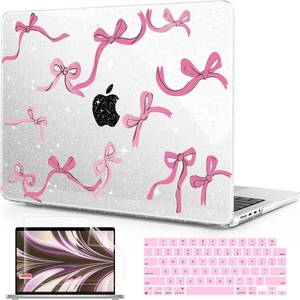 lot 9346 image: for MacBook Pro 16 inch M5 2026 2025-2021 Release M5 M4 M3 M2 M1 ProMax, A3429 A3428 A3402 A3186 A2991, Plastic Hard Shell Case & Keyboard Cover & Screen Protector, Bows