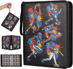 lot 9361 image: Sports 9-Pocket Trading Card Binder with Zipper, Fits 900 Cards PU Leather Collector Album for Pokemon, Sports Cards, TCG & K-pop Photocards Card Folder for Boys, Girls & Adults
