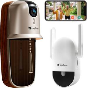 lot 9374 image: anyfree Doorbell Camera Wireless with Chime, HDR Smart WiFi Video Doorbell with PIR Motion Detection & AI Human, 2.4  5Ghz, Solar Assist Battery,Night Vision,2-Way Talk,SD Card & AWS Cloud Storage