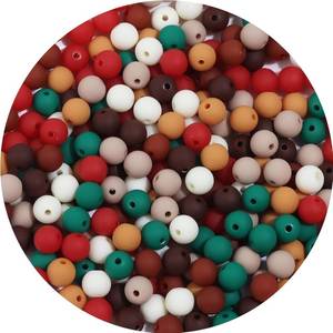 lot 9381 image: 500PCS 8mm Matte Acrylic Round Craft Beads Spacer Beads with Hole for DIY Bracelet Necklace Earrings Keychain Jewelry Making Supplies,Matte Christmas Color