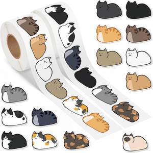 lot 9426 image: 1000Pcs Loft Cat Roll Sticker, 2 Roll Loft Cat Stickers Decals Cartoon Birthday Supplies Water Bottles Laptop Skateboard Sticker Decor for Boys Girls Teens Adults