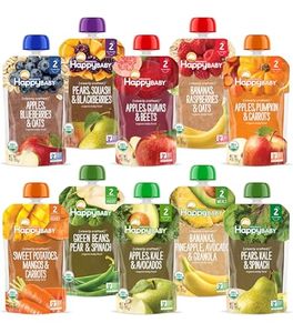 lot 8838 image: Happy Baby Organics Savory Blends Stage 3 Baby Food Puree, Free Range Chicken, Garden Vegetables & Quinoa Fiesta, 3.5 Ounce (Pack of 16)