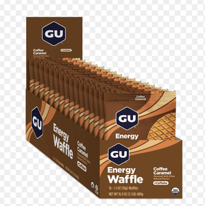 lot 9427 image: GU Energy Waffles, Coffee Caramel, 16ct Box, On-the-Go Energy for Any Workout