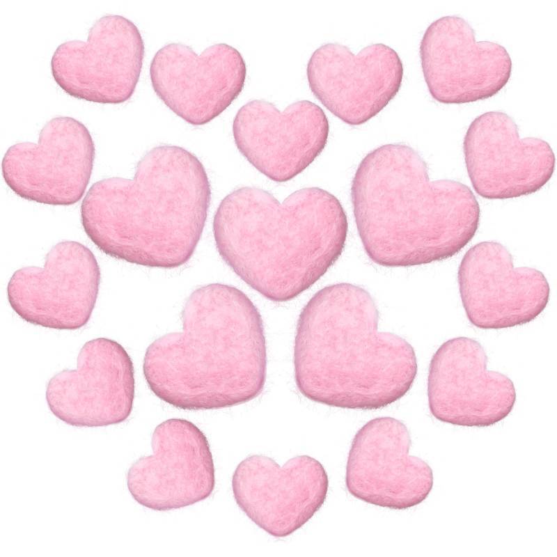 lot 55545 image: 20 Pieces Valentine Felt Hearts 30 mm 50 mm Hearts for Crafts Felt Heart Garland Felted Vase Filler Beads Pom Pom Heart Shape Wool Balls Ornaments for Home Decor Garland Handcraft DIY(Pink) - Retail $8