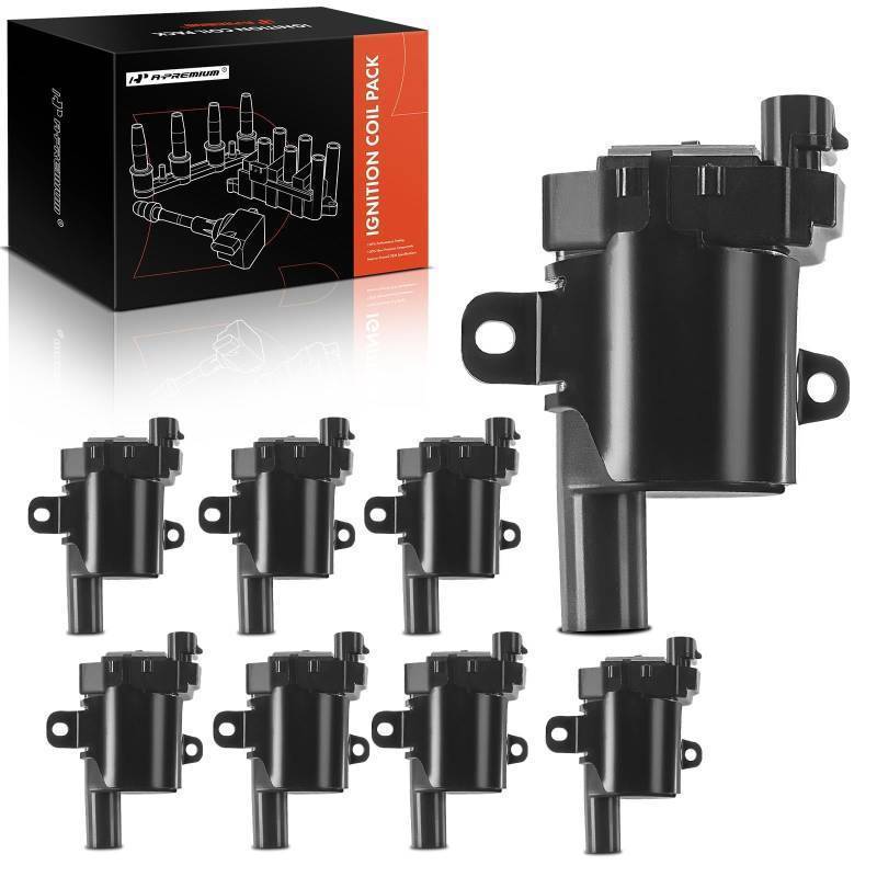 lot 55561 image: A-Premium Set of 7 Ignition Coil Pack (Round Type Coil) Compatible with Chevy GMC - Silverado 1500 2500, Tahoe, Suburban, Express, Sierra, Savana, Yukon XL, Escalade - Fit for V8 4.3L��8.1L Engine - Retail $92