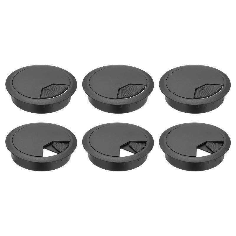 lot 55635 image: 3 Inch Desk Grommet, 6Pcs Cable Grommet Wire Management Cable Hole Cover Cord Organizer for Office Home Table Countertop, Black - Retail $10