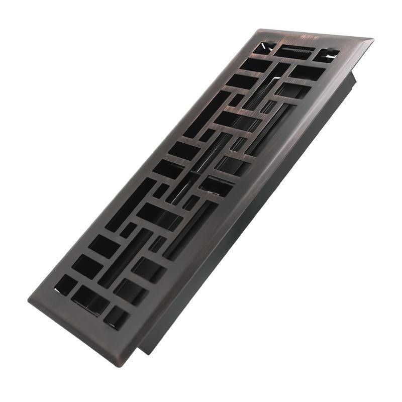 lot 55665 image: 4x12 Inches Heavy Duty Walkable Floor Register Easy Adjust Air Supply Lever Floor Vents - Seattle Design - Vent Cover for Home Floor - Oil Rubbed Bronze - Retail $22