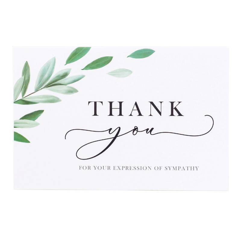 lot 55675 image: Thank You Cards for Funeral 20 pcs Sympathy Acknowledgement Cards Elegant and Classy Watercolor Design - Matching Peel-and-Seal White Envelopes Included Bulk 4 x 6-inch Thank You Notes - Retail $13