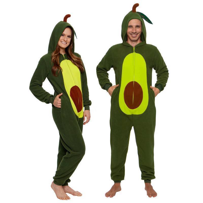 lot 55734 image: Slim Pineapple and Avocado Adult Onesie - Food Costume - Christmas One Piece Cosplay Suit for Adults, Women and Men - Retail $30