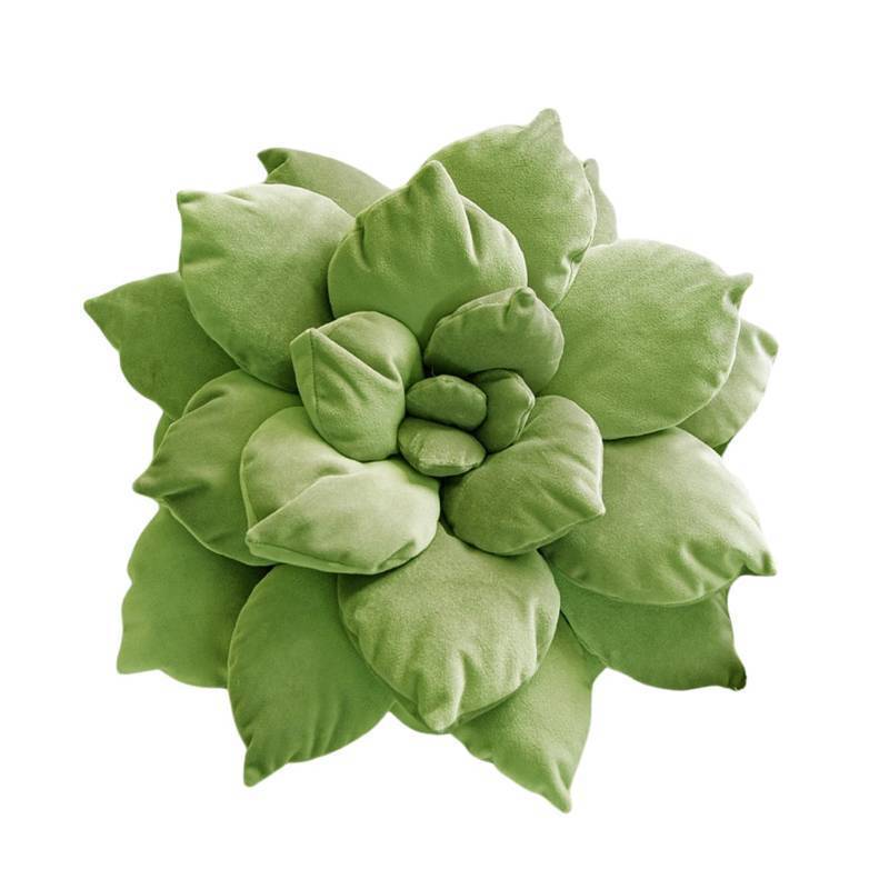 lot 55759 image: Hygge 3D 17 Green Cactus Flower Pillow  Hand-Stitched Flower Pillow for Bedroom, Living Room, and Nursery  Cozy Decorative Leaf Throw Pillow - Retail $42