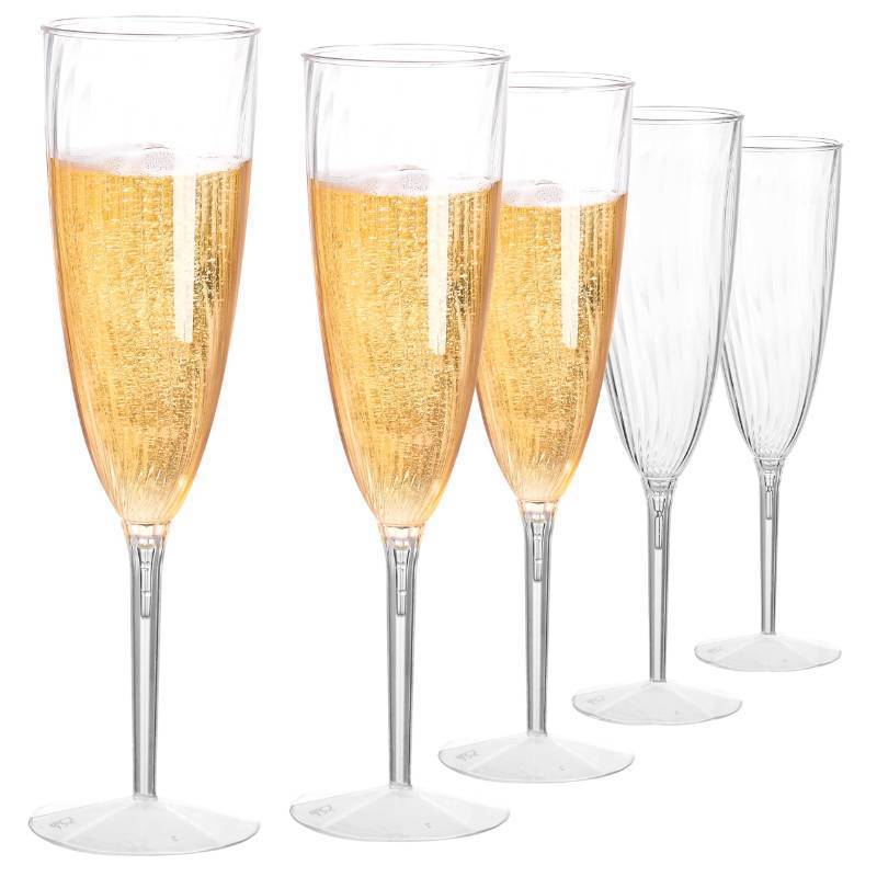 lot 55760 image: 18 PCS Plastic Champagne Flutes,6 Oz Clear Disposable Champagne Glasses, Wine Glass Cocktail Cup for Wedding Party Birthday Celebrations Christmas Thanksgiving Engagement Mimosa Toasting Picnic (Clear) - Retail $21