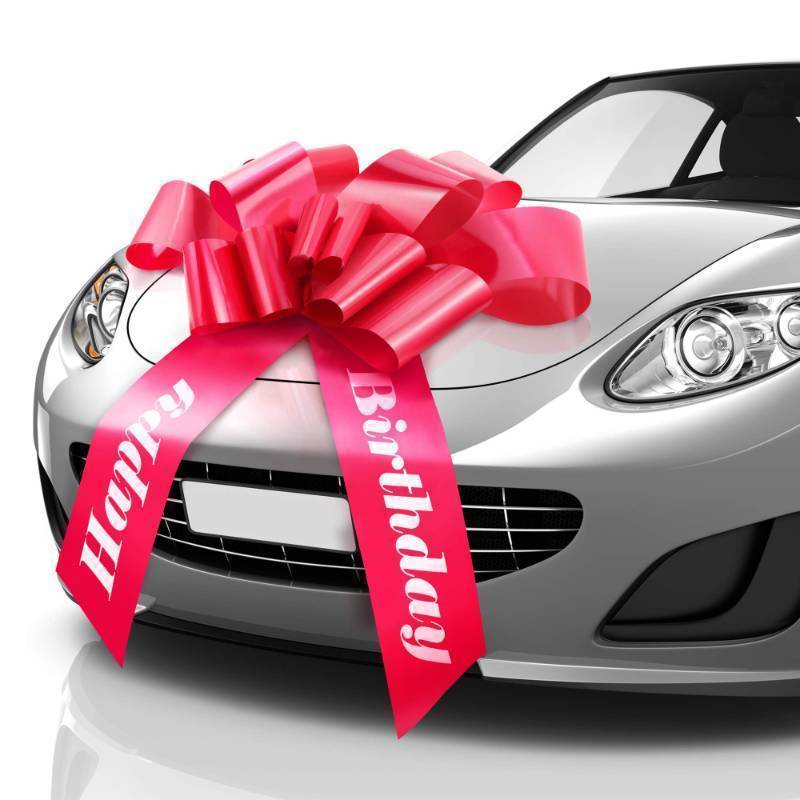 lot 15576 image: Zoe Deco - Happy Birthday Car Bow - Red, 30 Inch - Giant Car Bow Pre-Printed wHappy Birthday - Large Gift Wrapping for Huge Present (ribbon) - Retail $11