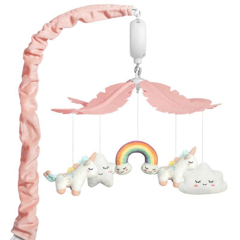 lot 15610 image: Crib Mobile for Girls - Pink and White Unicorn & Weather Theme, Mobile for Crib with 35 Lullabies & 3 Modes Music Box, Nursery Decoration for Infant Soothing & Sleep - Retail $40