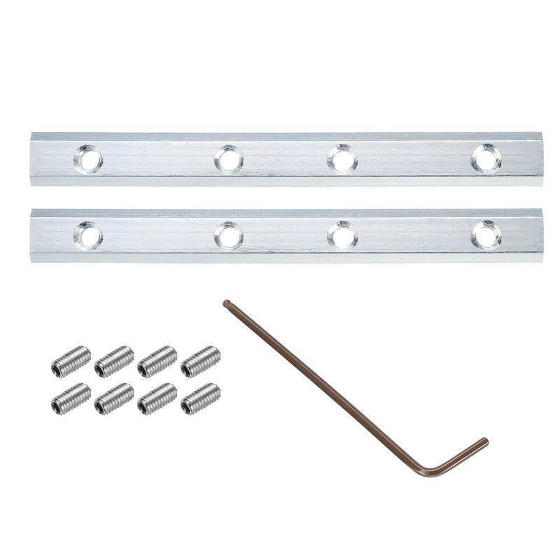 lot 34653 image: uxcell 2pcs 40 Series Straight Line Connector 7 Inch with M8 Mounting Screws and Wrench Corner Bracket for TV Slot 4040 Series Carbon Steel Extrusion Profile, Silver Tone