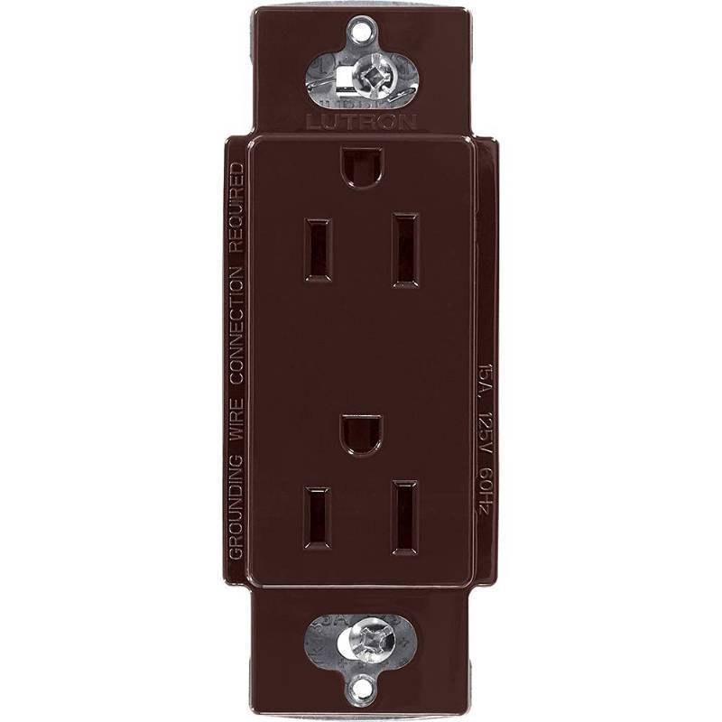 lot 35280 image: Lutron Claro 15 Amp Duplex Outlet, CAR-15-BR, Brown