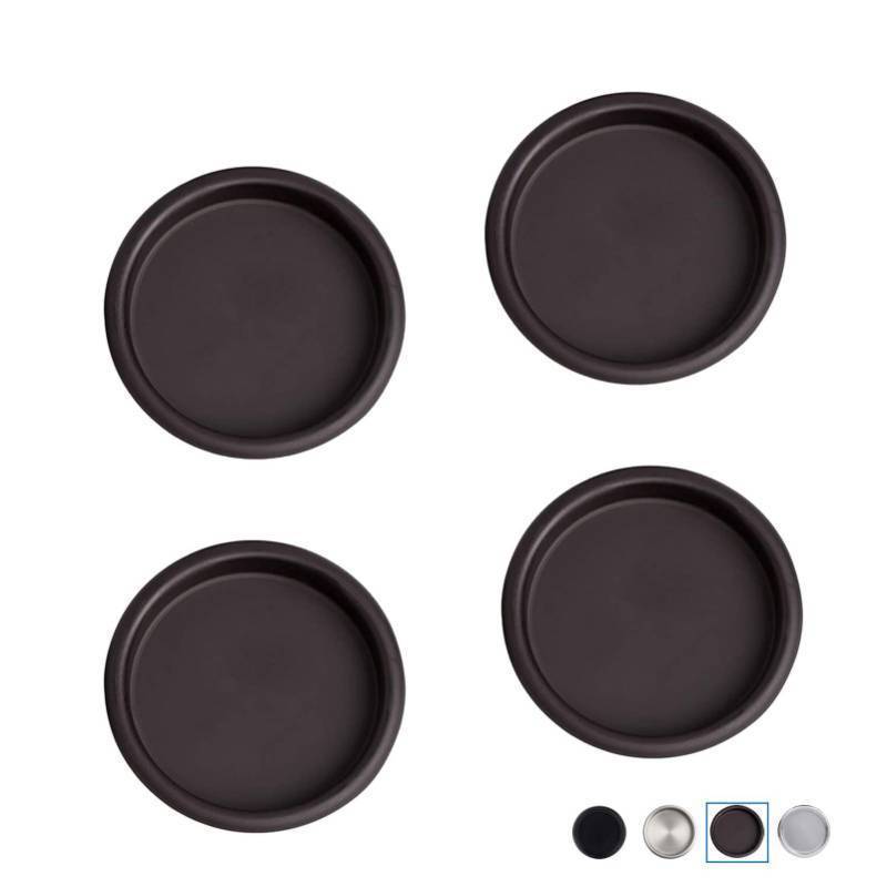 lot 35285 image: 4PCS Closet Door Finger Pull, Sliding Door Pull Cabinets 2-18 Diameter, Oil Rubbed Bronze Round Bypass Insert Mortise Cup Polished Snap-in Installation - Retail $6