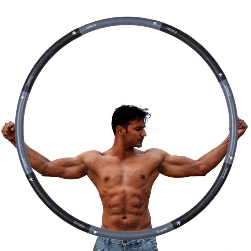lot 35418 image: 5lb Exercise Hoops for Adults, 40in Adjustable Hoola Hoop, Weighted Black Hoop, Fitness Hoop for Weight Loss, Abdominal Trainer Fitness Training, Fat Burning, Home Gym Core Workout - Retail $40