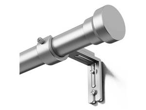 lot 27293 image: Curtain Rods 32-118 Inch, Heavy Duty 1 Inch Adjustable Curtain Rod for Windows, Silver Long Window Treatment Rods, Modern Design - Retail $31