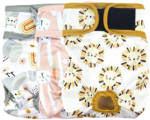 lot 27304 image: Washable Female Dog Diapers (3 Pack) - Doggie Reusable Small Medium Large Dog Diapers for Doggy Puppy Female in Period - Highly Absorbent Dog Heat Panties (Medium) - Retail $13