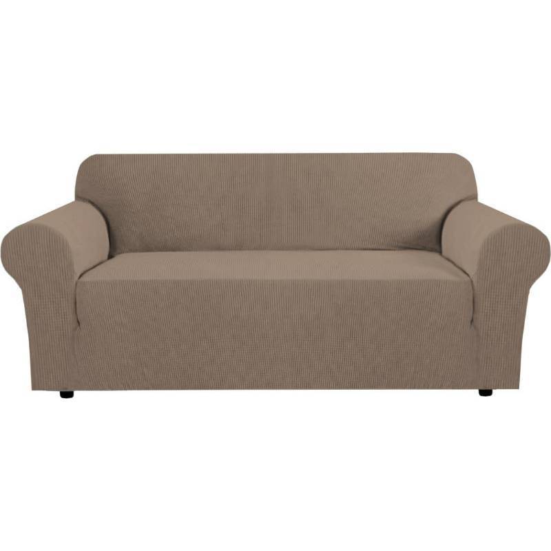 lot 22177 image: H.VERSAILTEX Stretch Couch Covers for Sofa 1 Piece Slipcovers for Couches and Sofas 3 Seater Couch Cover Feature Thick Checked Jacquard Fabric with Elastic Bottom(Sofa 72-88 Wide, Macchiato) - Retail $41