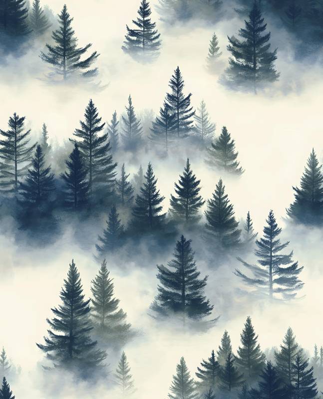 lot 22739 image: Laatse Blue Foggy Forest Wallpaper Peel and Stick Misty Woodland Tree Wall Mural Boho Wallpaper 17.5 x393 Waterproof Self-Adhesive Modern Floral Wall Paper for Room Cabinet Kitchen Locker - Retail $38