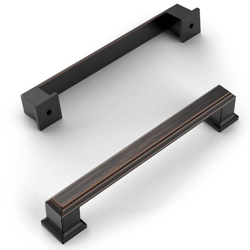 lot 22749 image: Amerdeco 10 Pack Oil Rubbed Bronze 5 Inch(128mm) Hole Centers Kitchen Cabinet Pulls Cabinet Hardware Kitchen Handles for Cabinets Cupboard Handles Drawer Pulls 1 package is open all others are factory sealed  - Retail $43