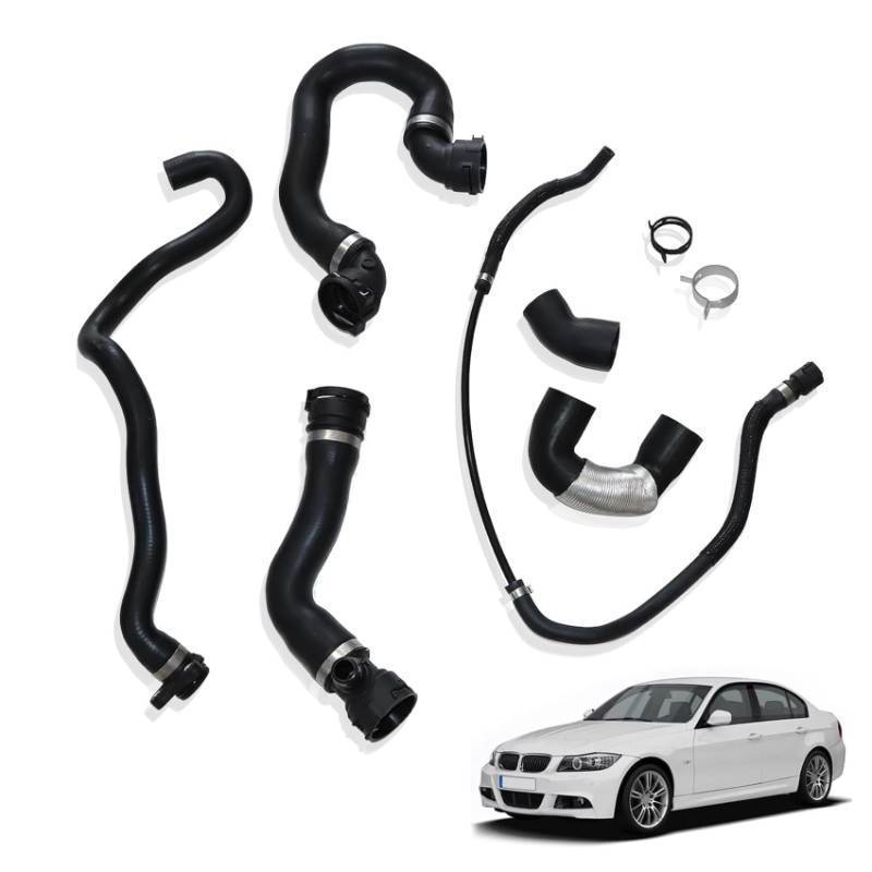 lot 29929 image: Priprilod Radiator Coolant Water Hose Pipe Kit Compatible With BMW 135i 2008-2010 335i 335xi 2007-2010 E90 128i 328i N51 2006-2013# 1712761851 17127618510 17127531581 11537516414 - Retail $47