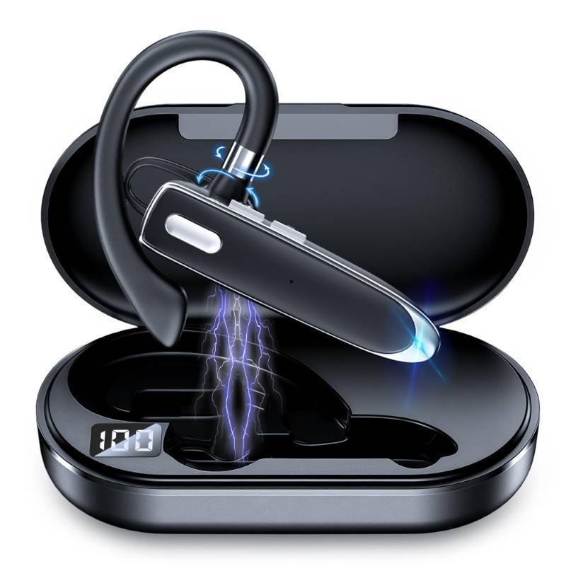 lot 31717 image: Bluetooth Earpiece Single Ear Business Earbuds with Bluetooth 6.1,Bluetooth Headset for 100H Standby Time,800mAh Battery,Wireless Headset with Mic,Bluetooth Headset for Driving,Work,Trucker,Office - Retail $16