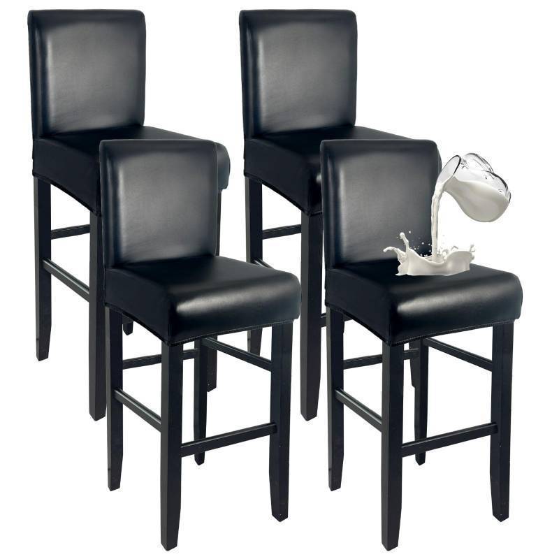 lot 51069 image: WENZMOC PU Leather Bar Stool Covers with Backs 100% Waterproof Bar Stools Covers Set of 4, Removable Stretch Barstool Slipcovers for Pub Cafe Dining Room (Black) - Retail $20