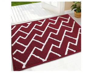 lot 22429 image: OLANLY Front Door Mat, Non-Slip Rubber Backing, Dirt Resistant and Absorbent, Washable, Easy to Clean Low-Profile Indoor Doormat for Back Door, Entryway, Inside Entrance, 32x20, Burgundy - Retail $18