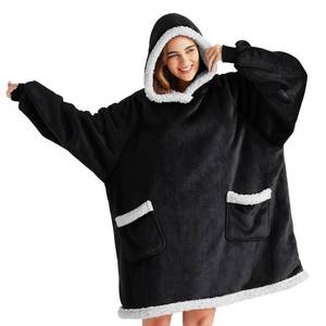 lot 22433 image: Bedsure Blanket Hoodie, Wearable Blanket Hoodie as Gifts for Mom, Birthday Gifts for Women Kids Teens Sherpa Sweatshirt, Black, Standard - Retail $32