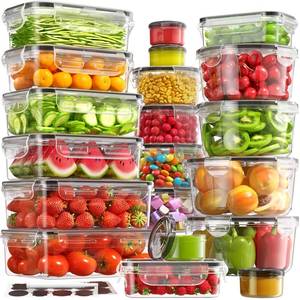 lot 22943 image: 20 PCS Food Storage Containers with Lids Airtight (10 Containers & 20 Lids), 100% Leakproof Meal Prep Container Set for Kitchen Storage, BPA-free, PVC-free Reusable Plastic, MicrowaveDishwasher Safe - Retail $19