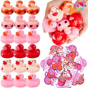 lot 22944 image: JOYIN 24 Pcs Valentines Day Gift Cards with Rubber Duck for Kids,Mini Rubber Duck Bath Toys for Classroom Exchange Prizes, Valentine Party Favors Toys - Retail $34