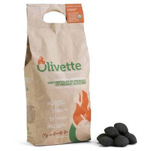 lot 32969 image: Organic Charcoal Briquettes by Olivette, Reusable Charcoal for Grilling, USDA Certified, Recycled Olive Tree Byproduct, Ready to Light BBQ Charcoal, 6.6 lb. Bag Equal to 20 lb. of a Regular Charcoal - Retail $20