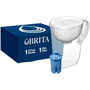 lot 33015 image: Brita Water Pitcher, Everyday Elite Filter, Removes 99% of Lead, Includes 1 Filter, 10-Cup Capacity, White - Retail $36
