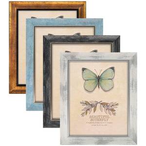 lot 33016 image: XUANLUO 8x10 Picture Frames Set of 4 Rustic Retro Photo Frame with HD Plastic Cover for Wall Mount and Tabletop Display Family Friends Wedding Gift - Retail $15