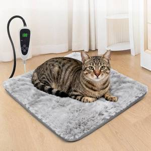 lot 33027 image: GOLOPET Cat Heating Pad 18x18 in with Smart Thermostat Switch and Power Line Protection Tube,Obtained MET and UL Dual Certification,Waterproof Pet Heating Pad for Cats, with Long Velvet Cloth Cover - Retail $21
