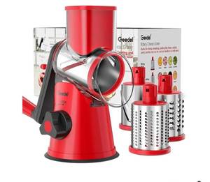 lot 33037 image: Geedel Rotary Cheese Grater with 3 Interchangeable Blades - Retail $15