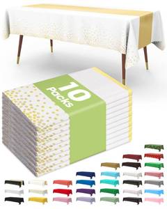 lot 33040 image: Pureegg Plastic Table Cloth Disposable 10 Pack, 54 x 108 Inch, Table Runner Style, Graduation Decorations 2026, Party Tablecloths, Rectangle, Plastic Cover, Leakproof & Sturdy, White Gold - Retail $20