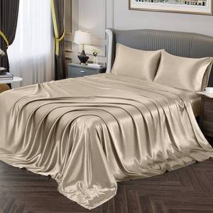 lot 33052 image: Vonty Satin Sheets Queen Size Silky Soft Satin Bed Sheets Taupe Sheet Set, 1 Deep Pocket Fitted Sheet  1 Flat Sheet  2 Pillowcases - Retail $24
