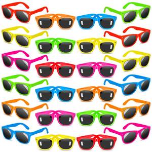 lot 42342 image: INNOCHEER Party Sunglasses for Kids 24 Pack with UV400 Protection Eyewear Neon Sunglasses for Boys, Girls - Great Gift for Party Favors, Birthday Party and Outdoor Activity - Retail $19
