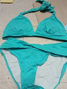 lot 42355 image: Turquoise Two-Piece Halter Bikini Set Size Small - Retail $15