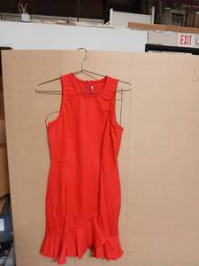 lot 42357 image: Red Sleeveless Bodycon Dress with Ruffle Hem Size S - Retail $15