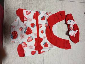lot 42361 image: Strawberry Print Baby Swimsuit with Ruffles Size 3-6 Months - Retail $8