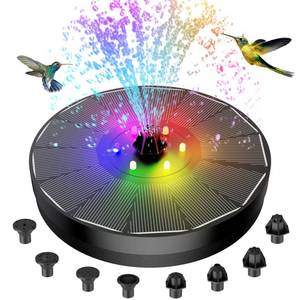 lot 42385 image: AMIAEDU Solar Fountain, Powered Water 4W Pump for Bird Bath with LED Lights, 7 Nozzle and Fixer Hummingbird Garden, Pond, Pool, Fish Tank, , Black