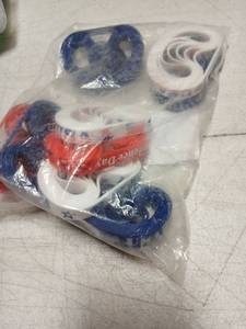 lot 42387 image: Tewloss 60 Pcs 4th of July Patriotic Rubber Bracelets, USA Patriotic Party Favors Bracelet Wristbands, Fourth of July Red White and Blue Accessories for Independence Day Decorations Supplies - Retail $9,963