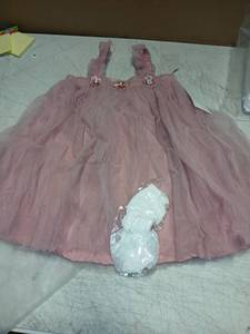 lot 42419 image: Girls Pink Tulle Princess Dress with Fairy Wings Set Size 4T - Retail $15