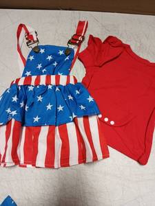 lot 42424 image: Patriotic American Flag Baby Dress with Matching Bloomers Set 0-3 Month - Retail $8