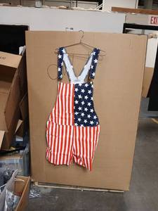 lot 42425 image: WIDEPAMY American Flag Pattern Overalls Size 2XL - Retail $15